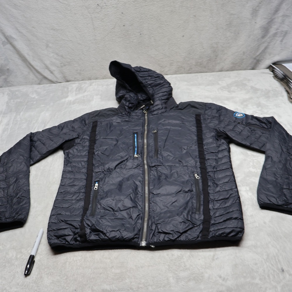 Kuhl Projekt Down Jacket Mens Medium Black Insulated Quilted Full Zip Puffer